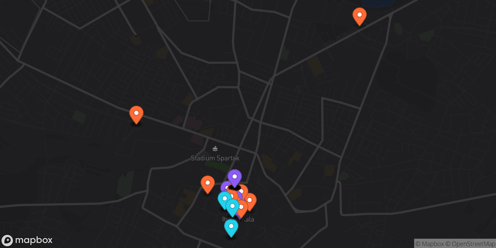 Map showing 41 locations