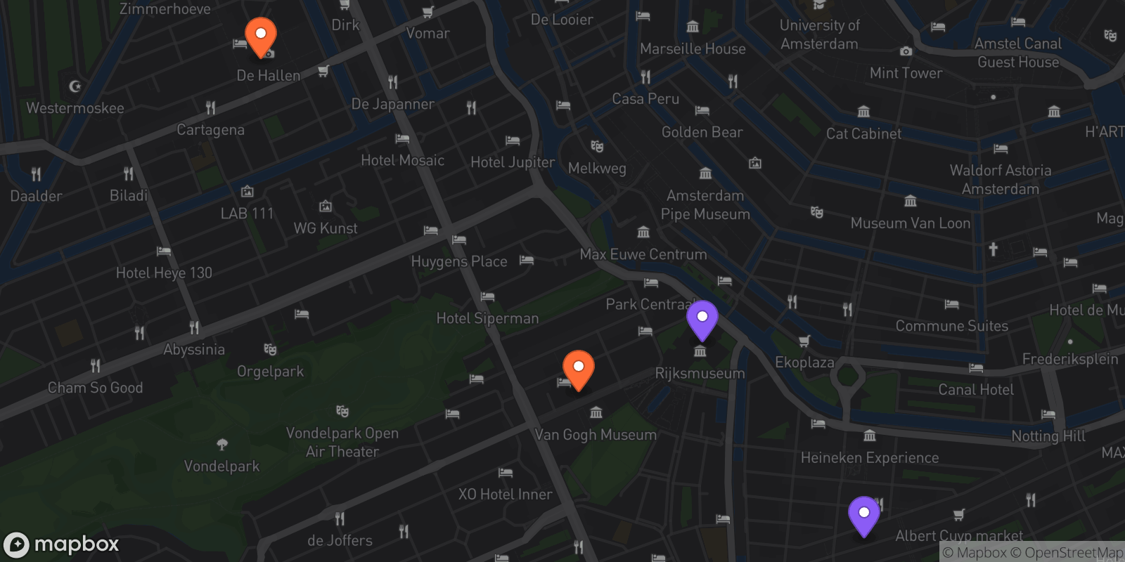 Map showing 4 locations