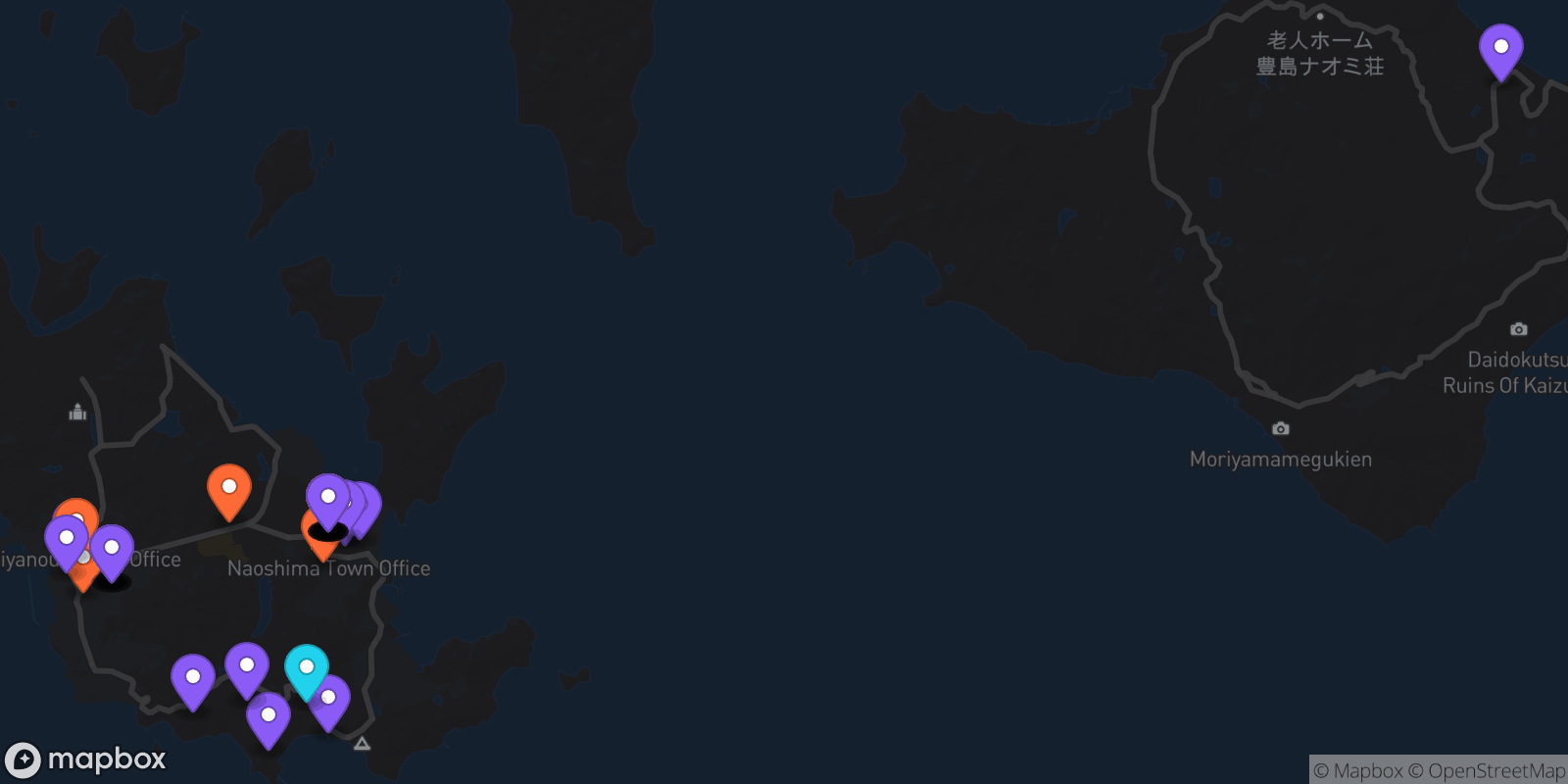 Map showing 45 locations
