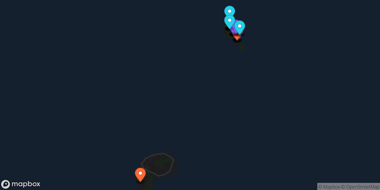 Map showing 32 locations