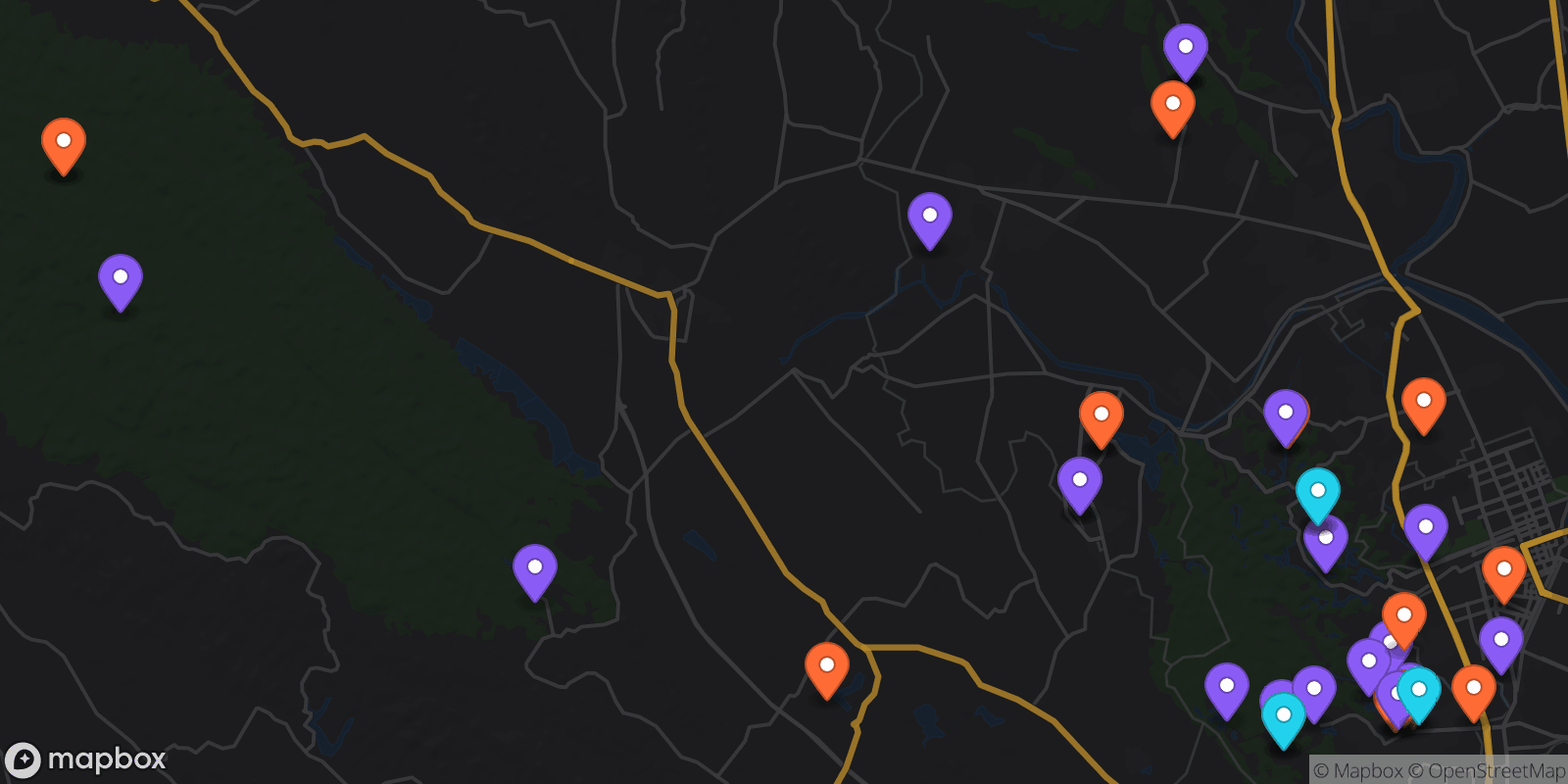 Map showing 39 locations