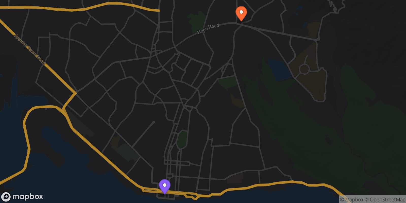 Map showing 2 locations