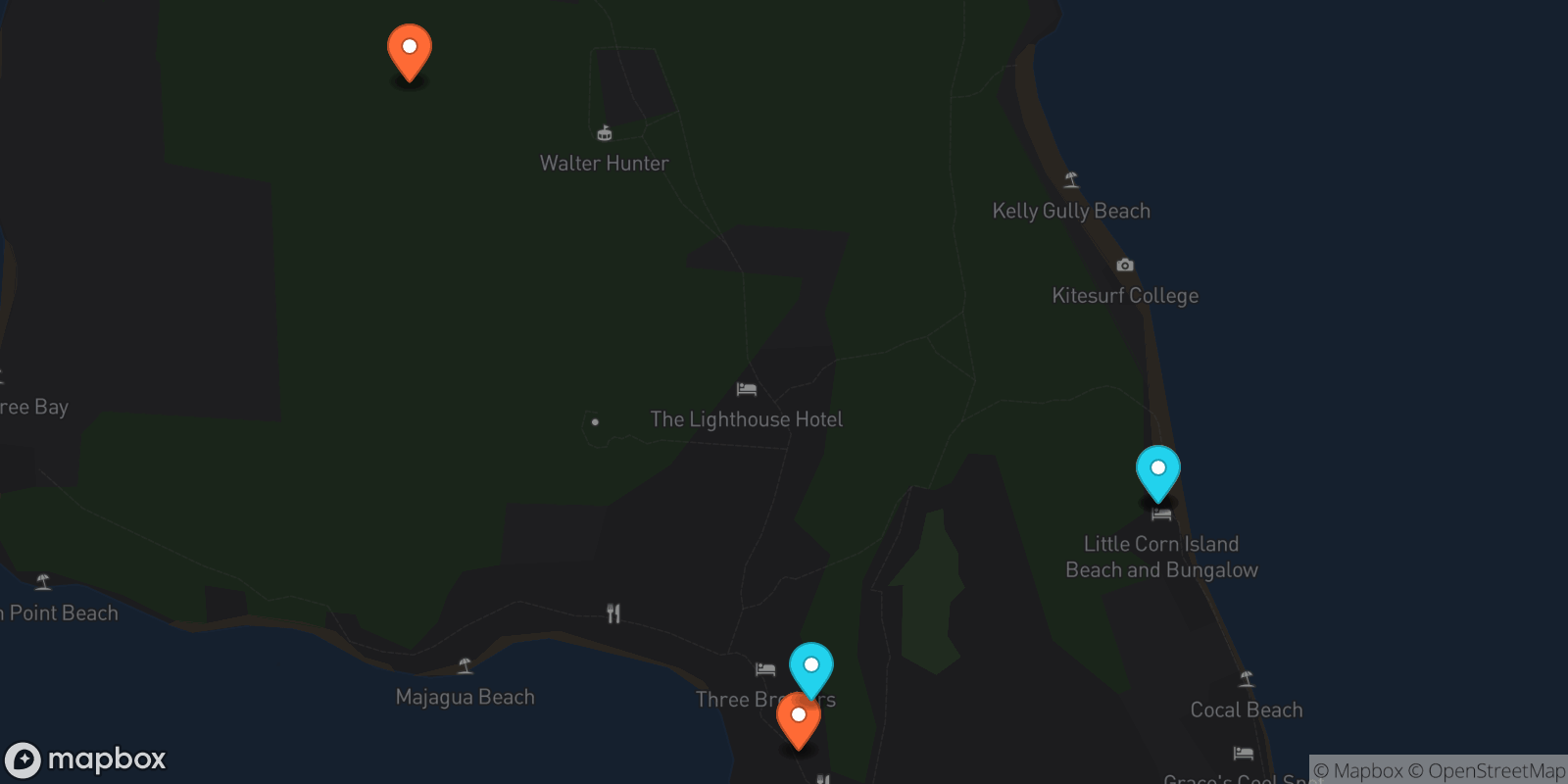 Map showing 8 locations