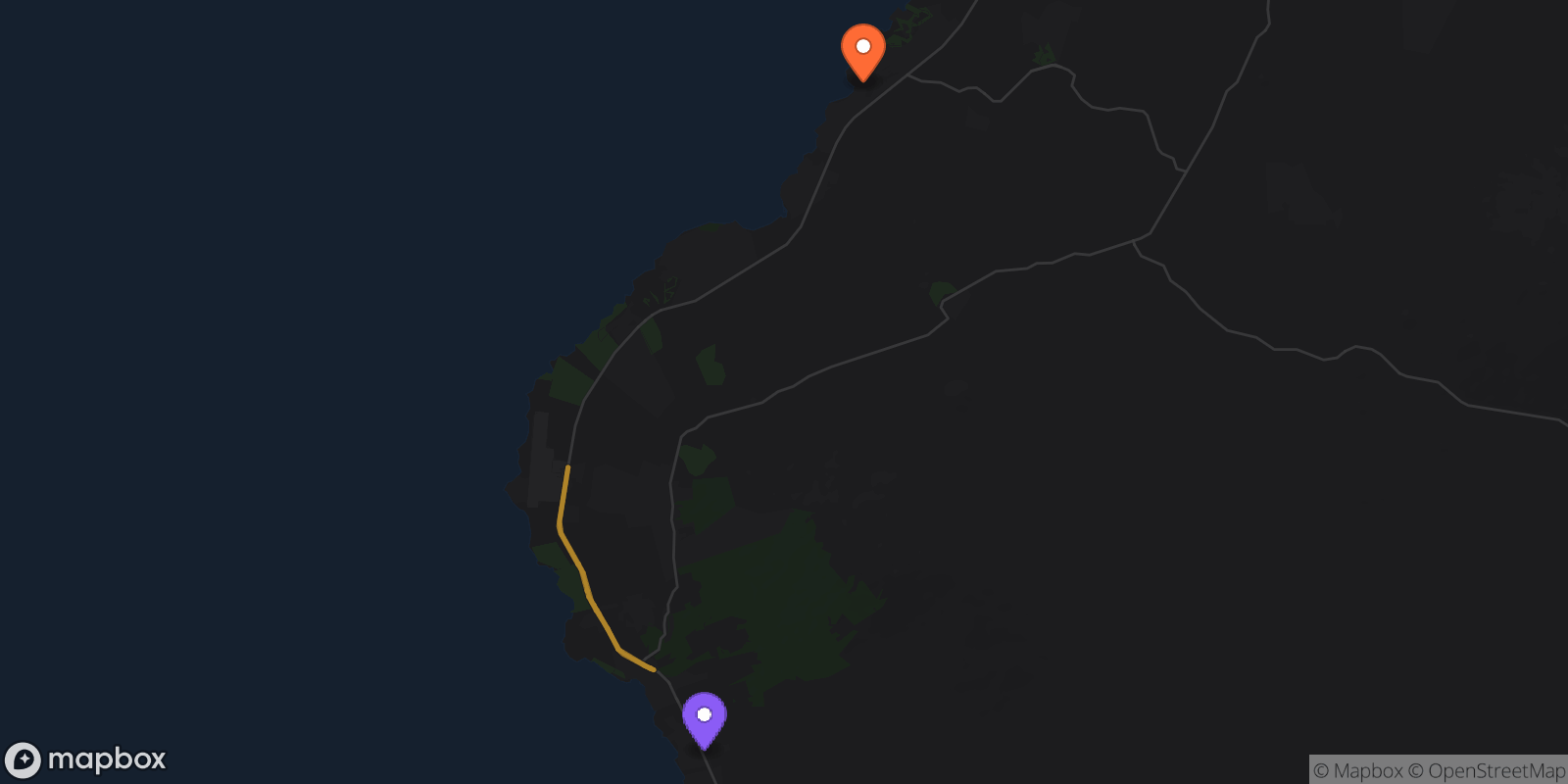 Map showing 2 locations