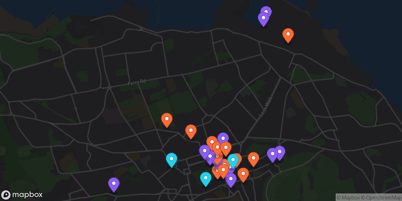 Map showing 27 locations