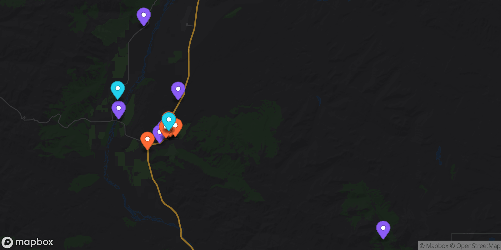 Map showing 17 locations