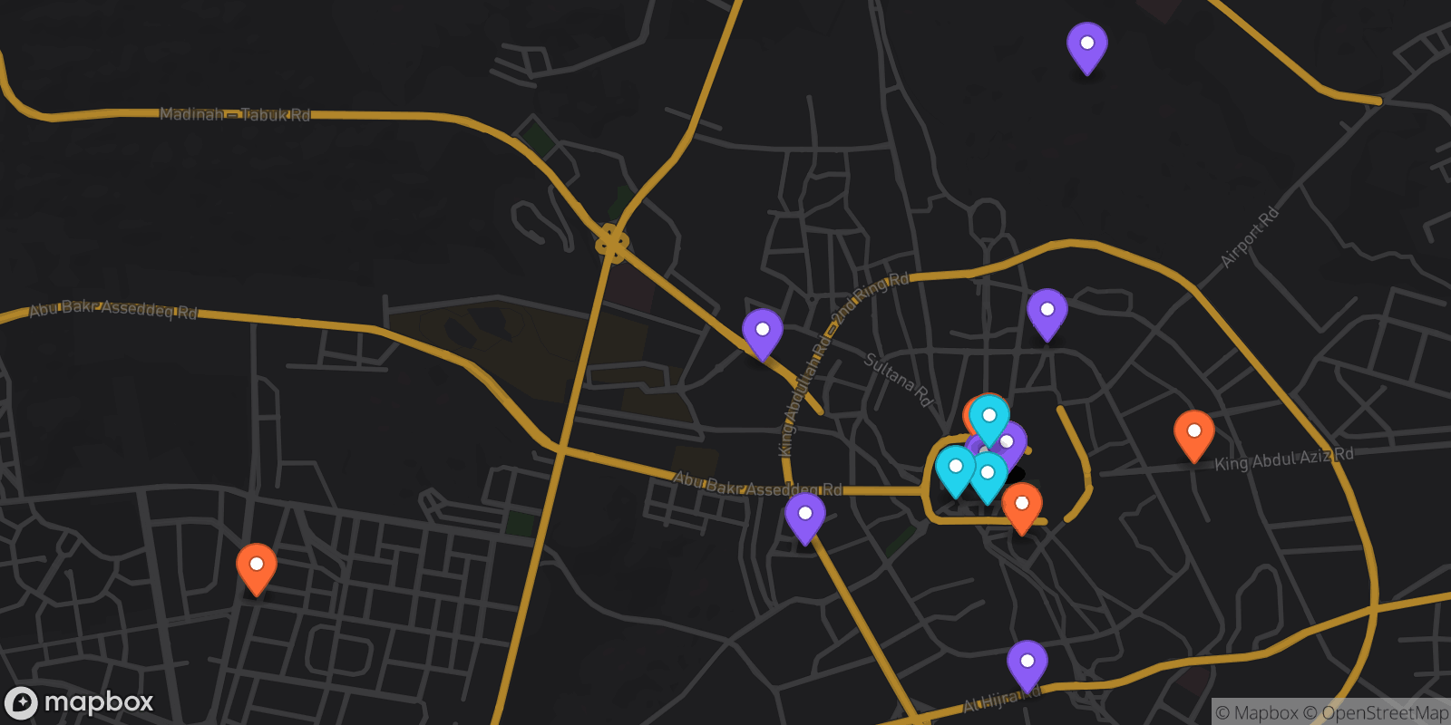 Map showing 35 locations