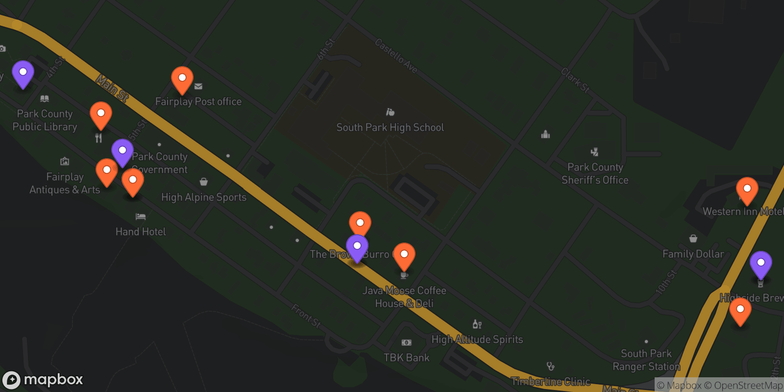 Map showing 15 locations
