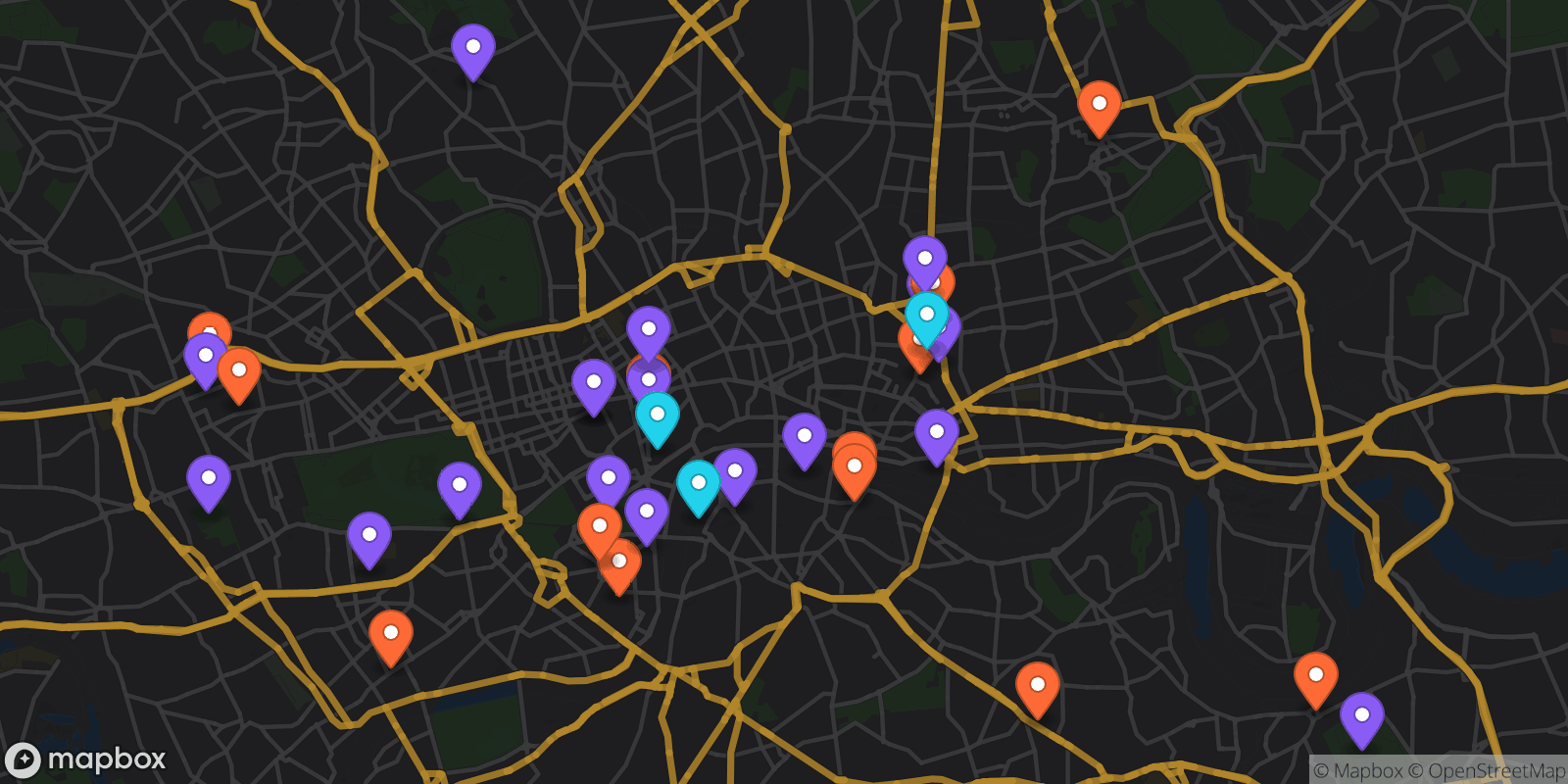 Map showing 34 locations