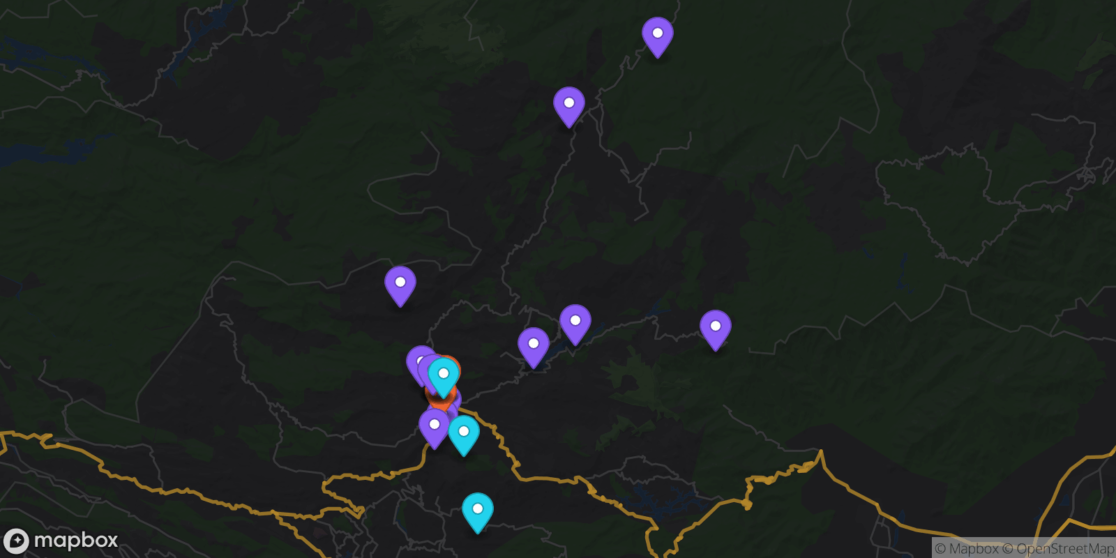 Map showing 41 locations