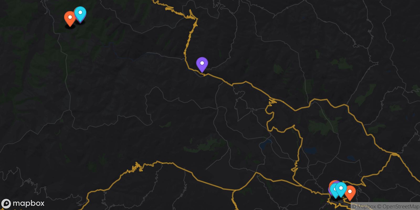Map showing 30 locations
