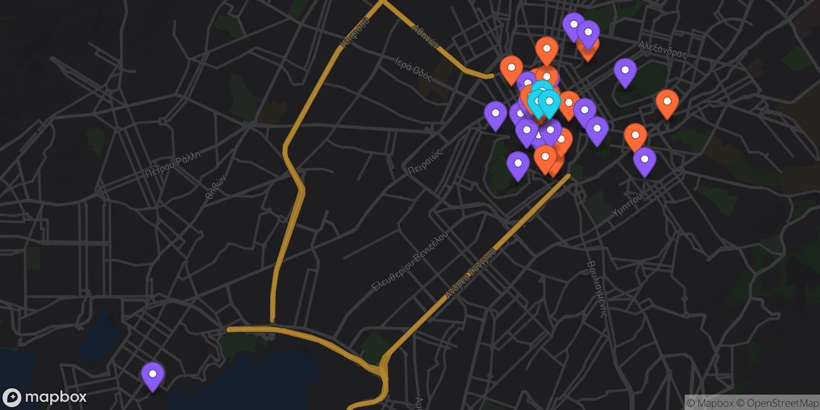 Map showing 38 locations
