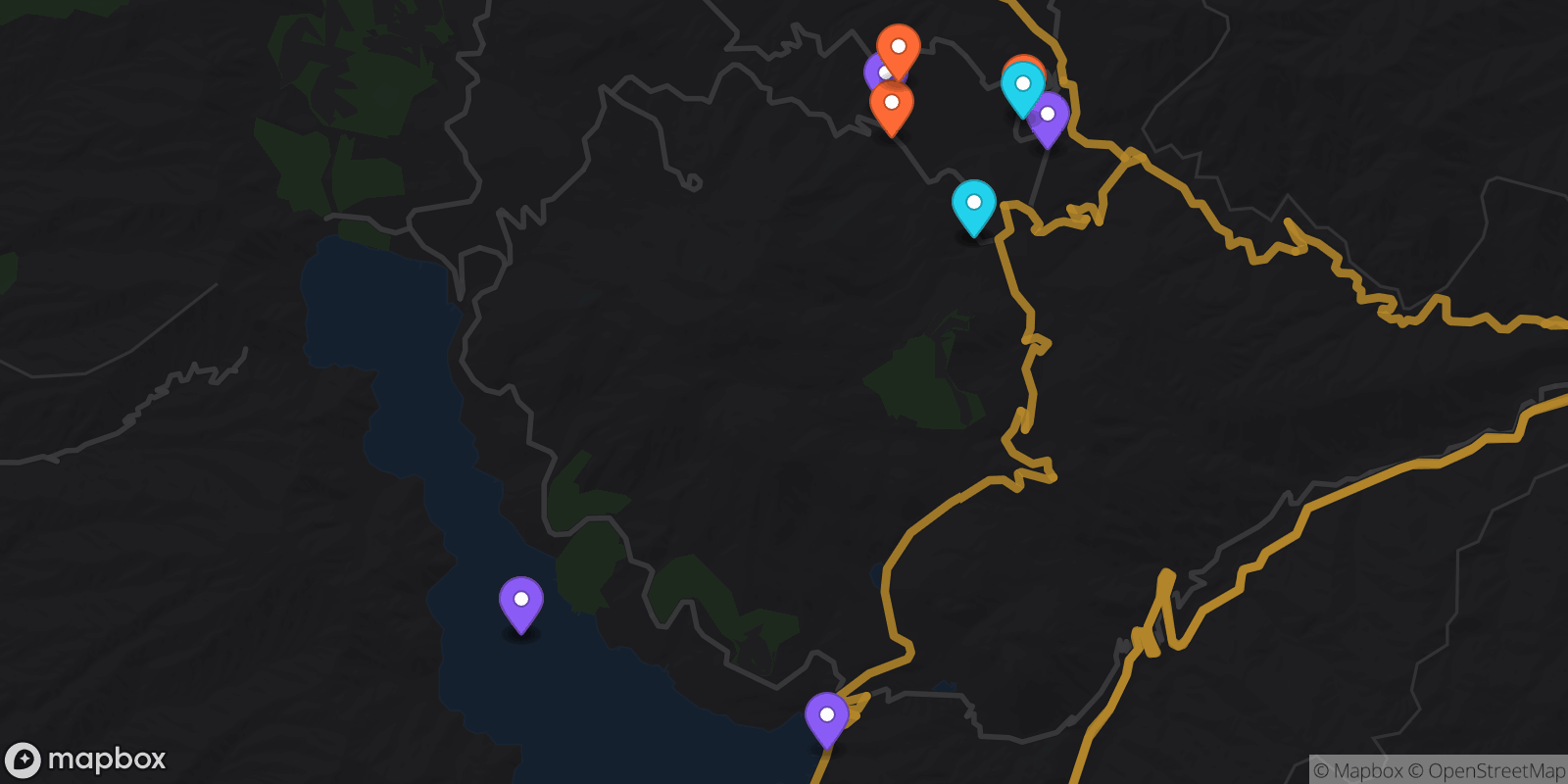 Map showing 11 locations
