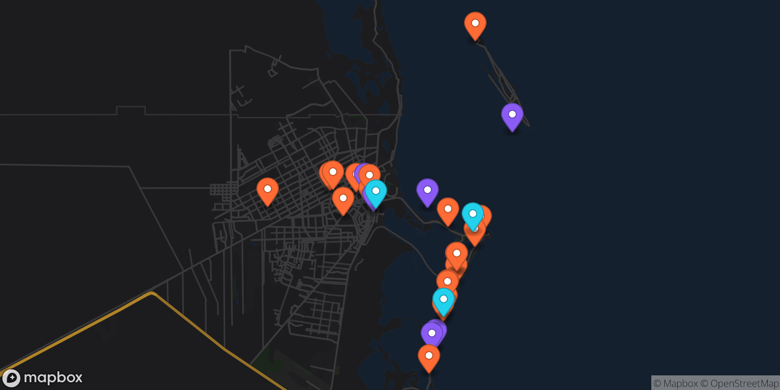 Map showing 30 locations