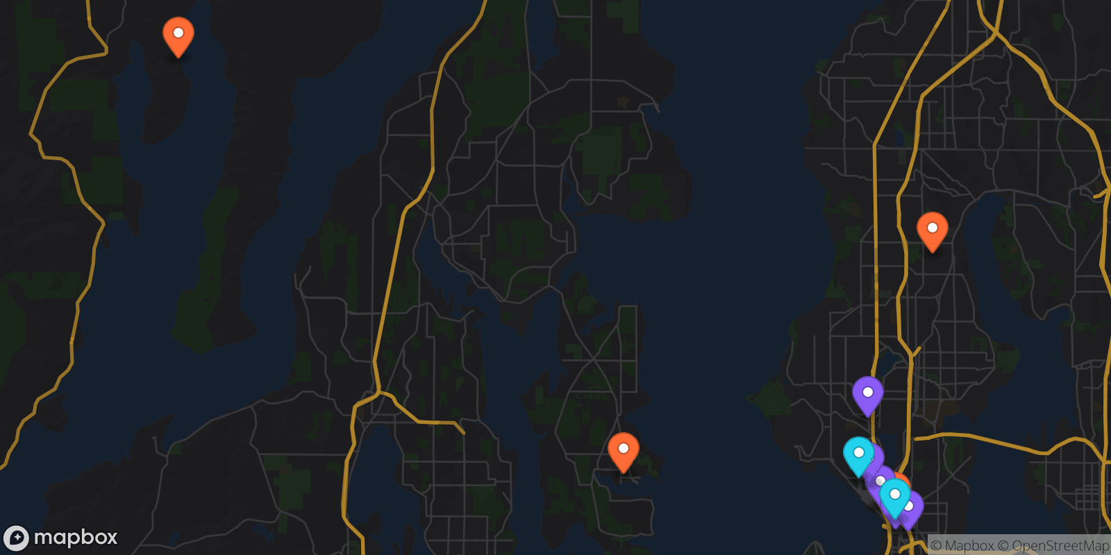 Map showing 12 locations