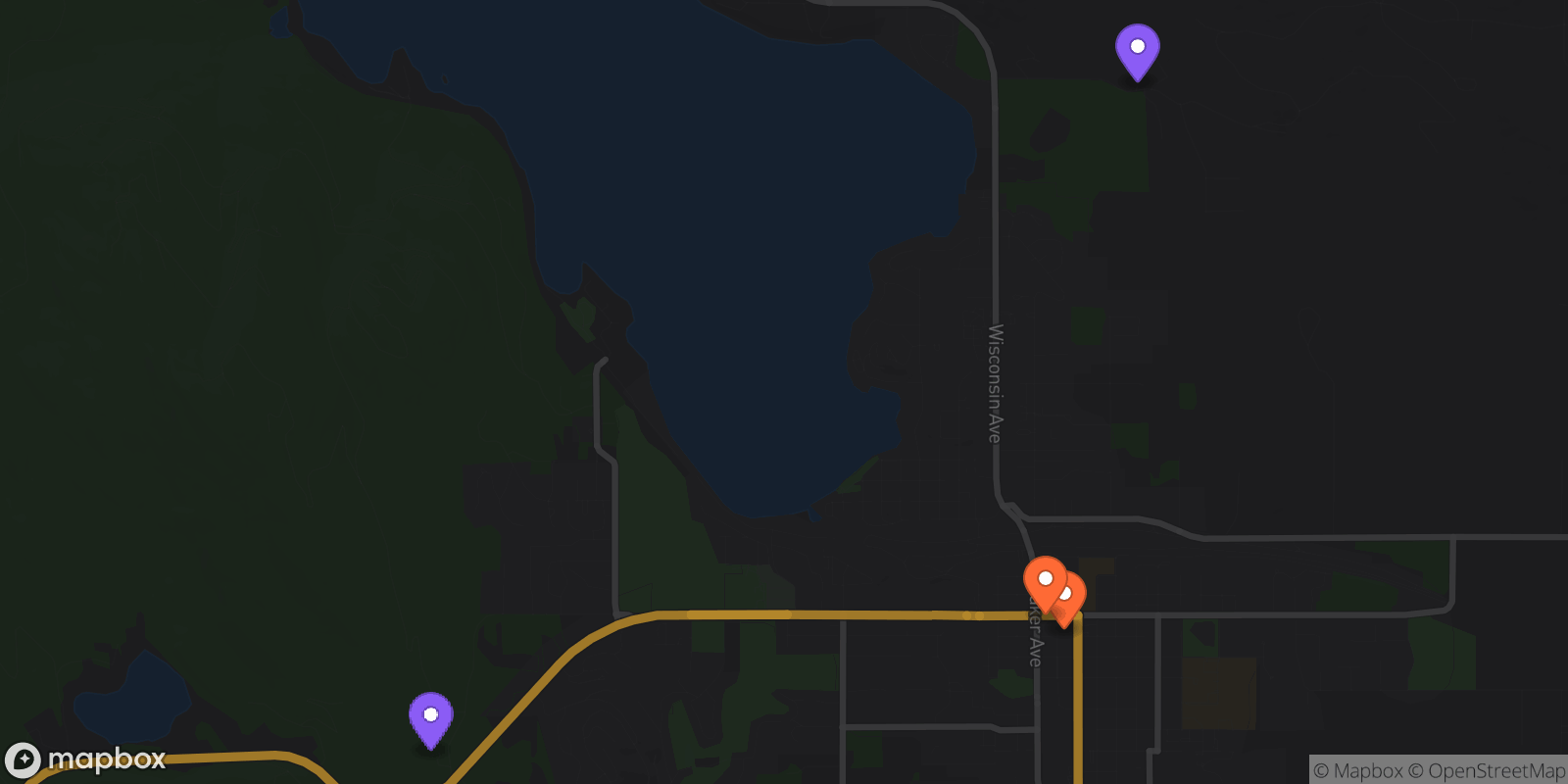 Map showing 4 locations