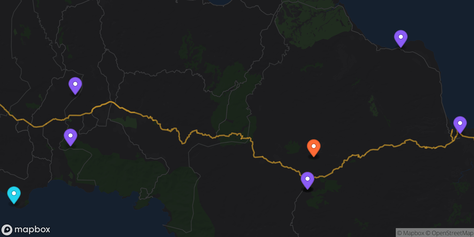 Map showing 11 locations