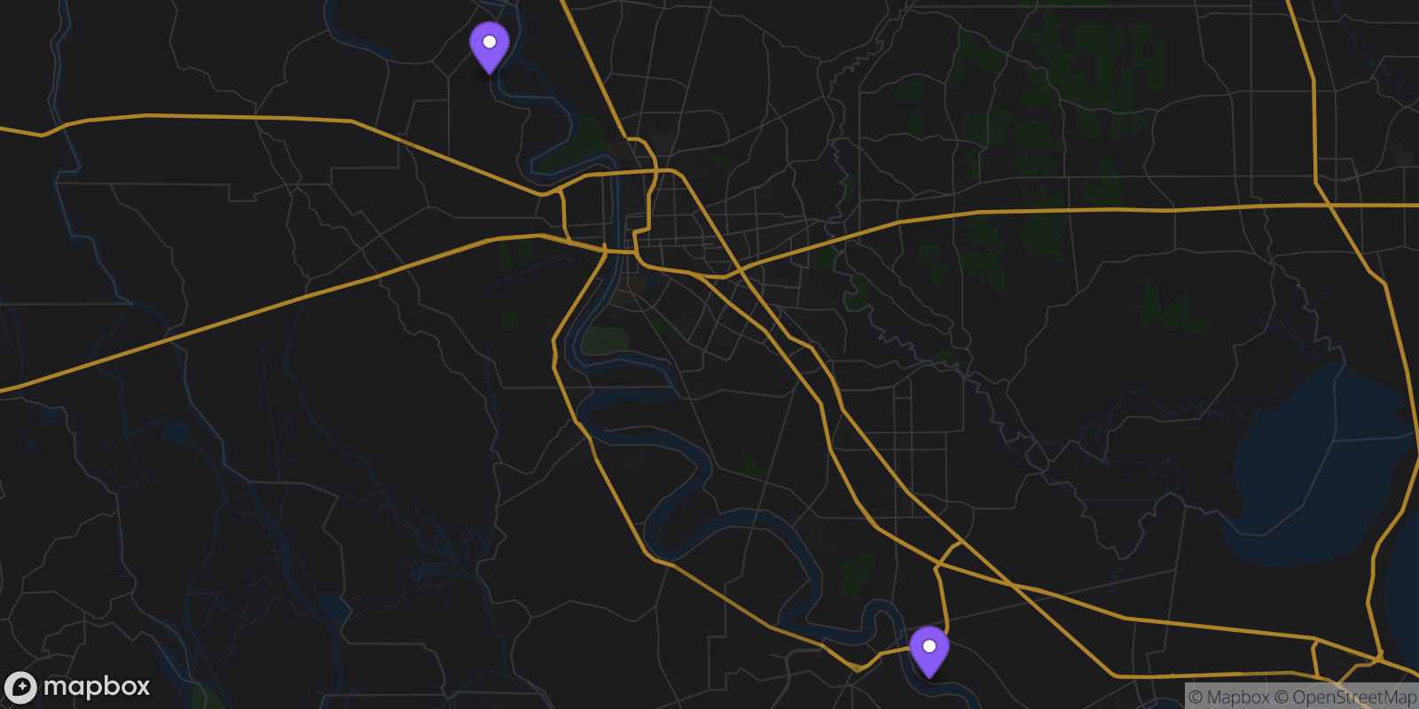 Map showing 2 locations