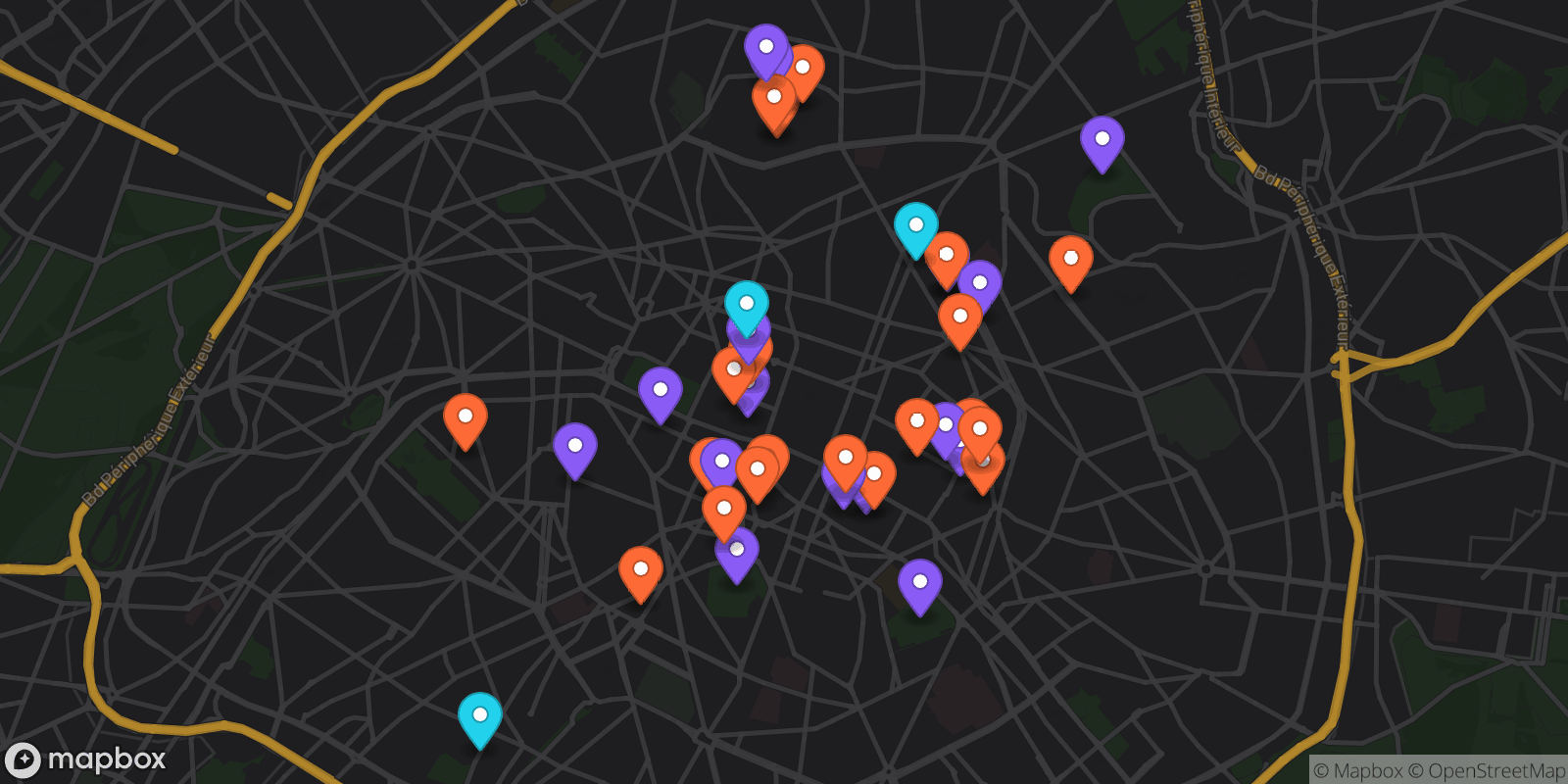 Map showing 40 locations