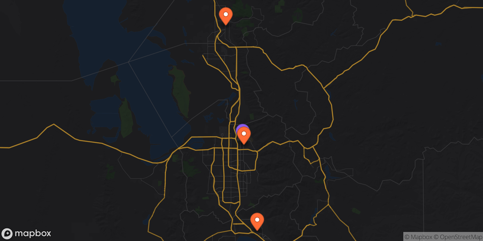 Map showing 4 locations