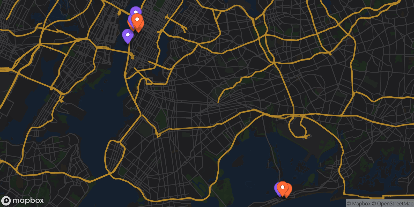 Map showing 9 locations