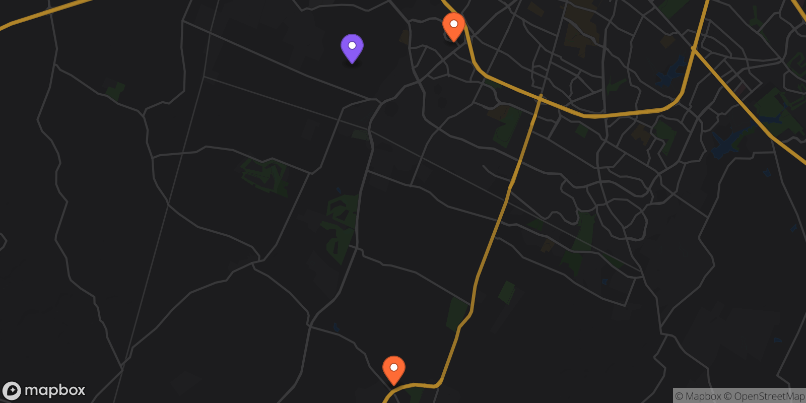 Map showing 3 locations