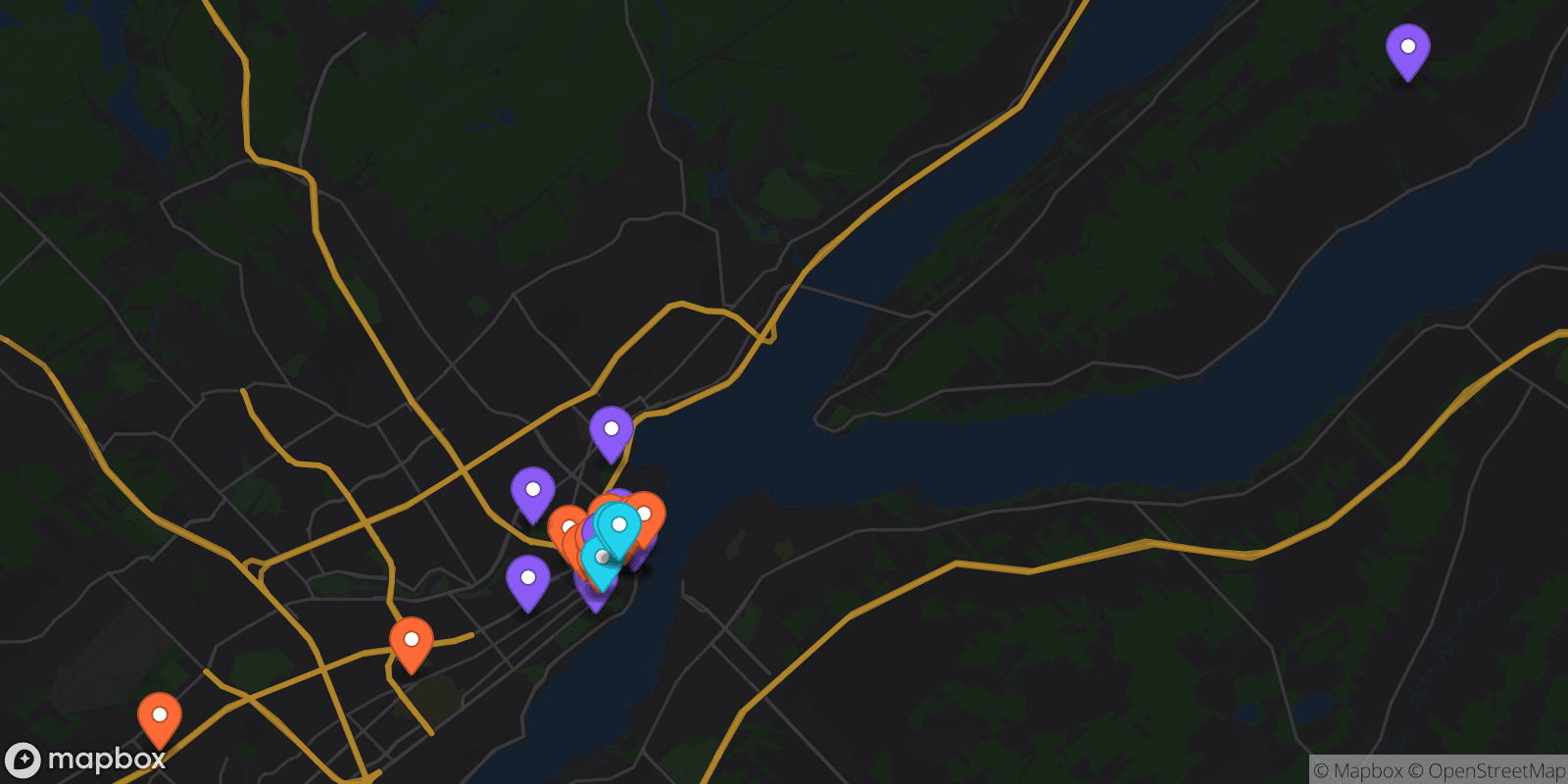 Map showing 29 locations