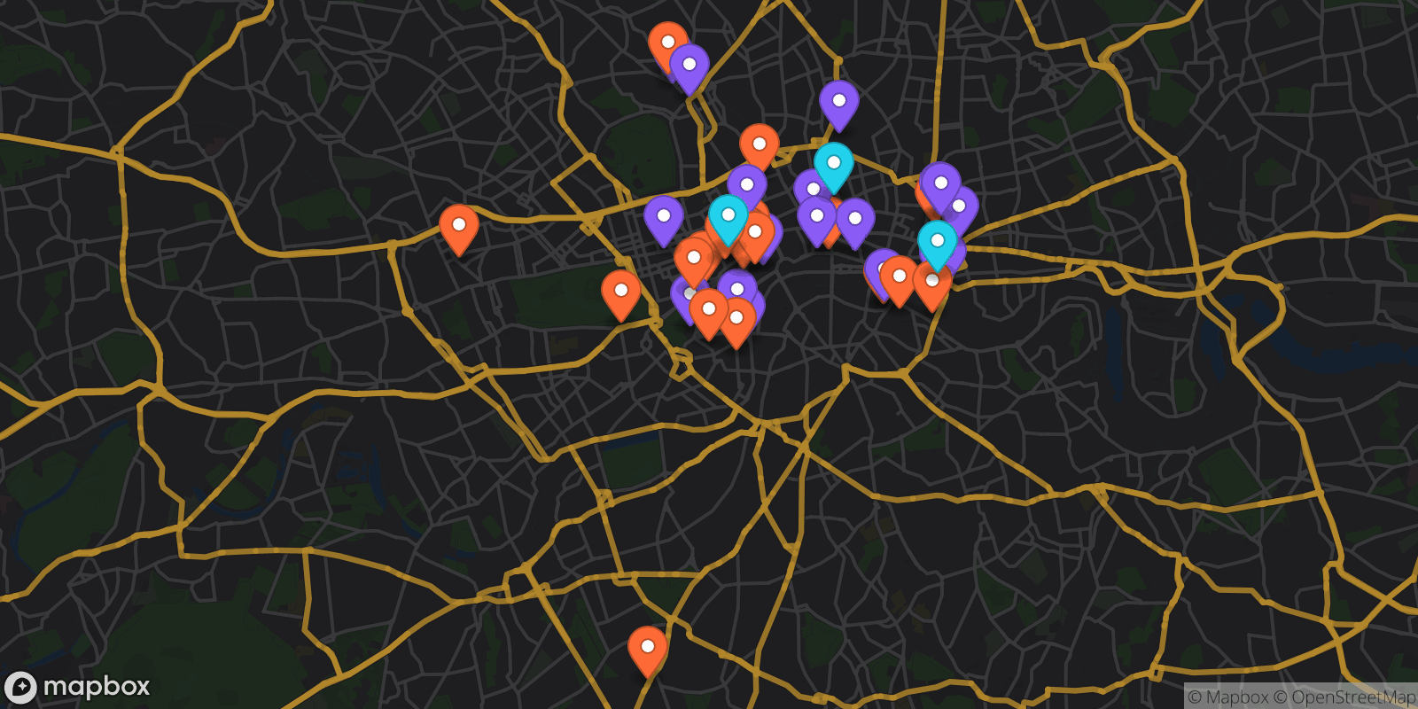 Map showing 41 locations