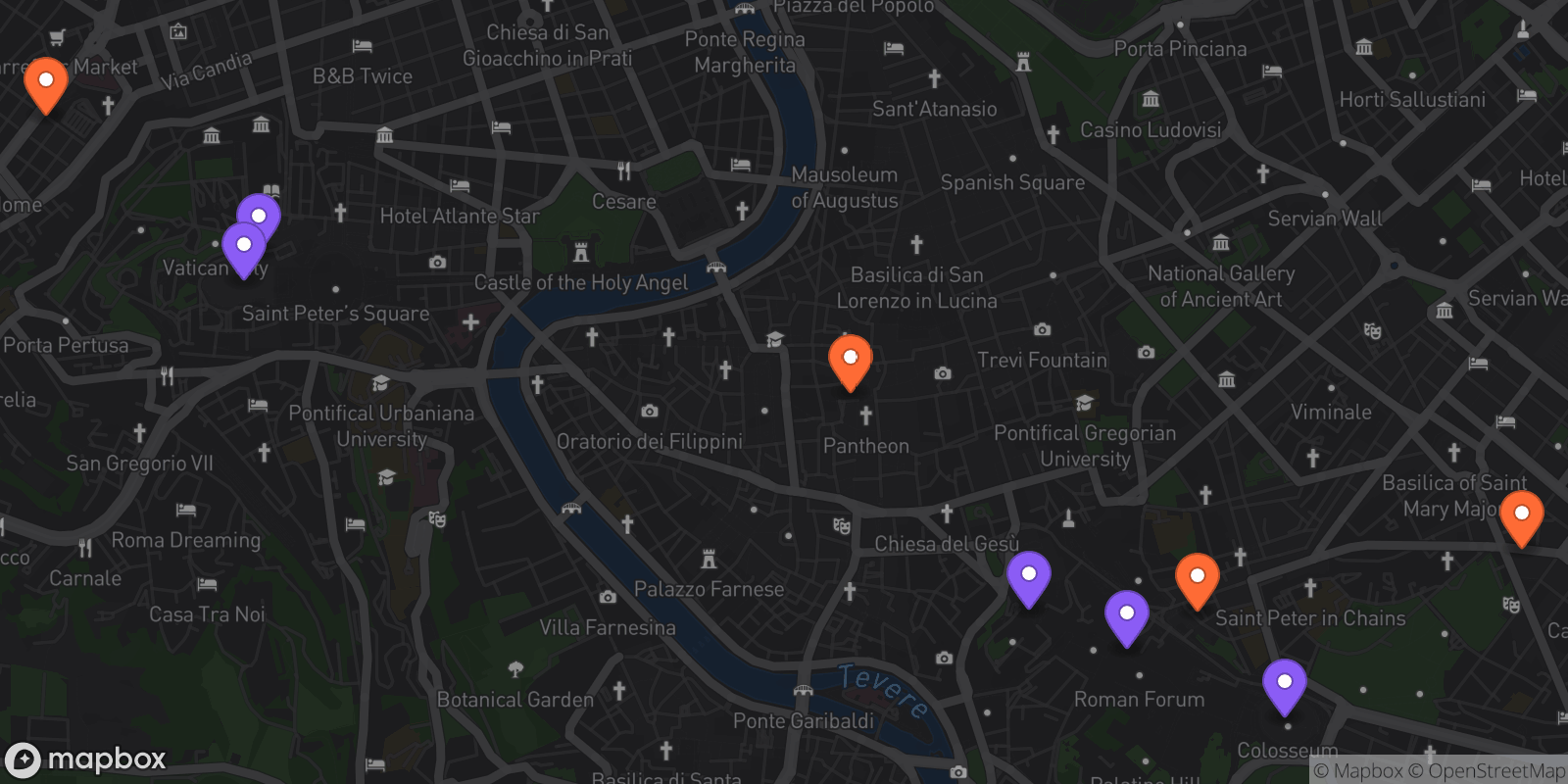 Map showing 9 locations