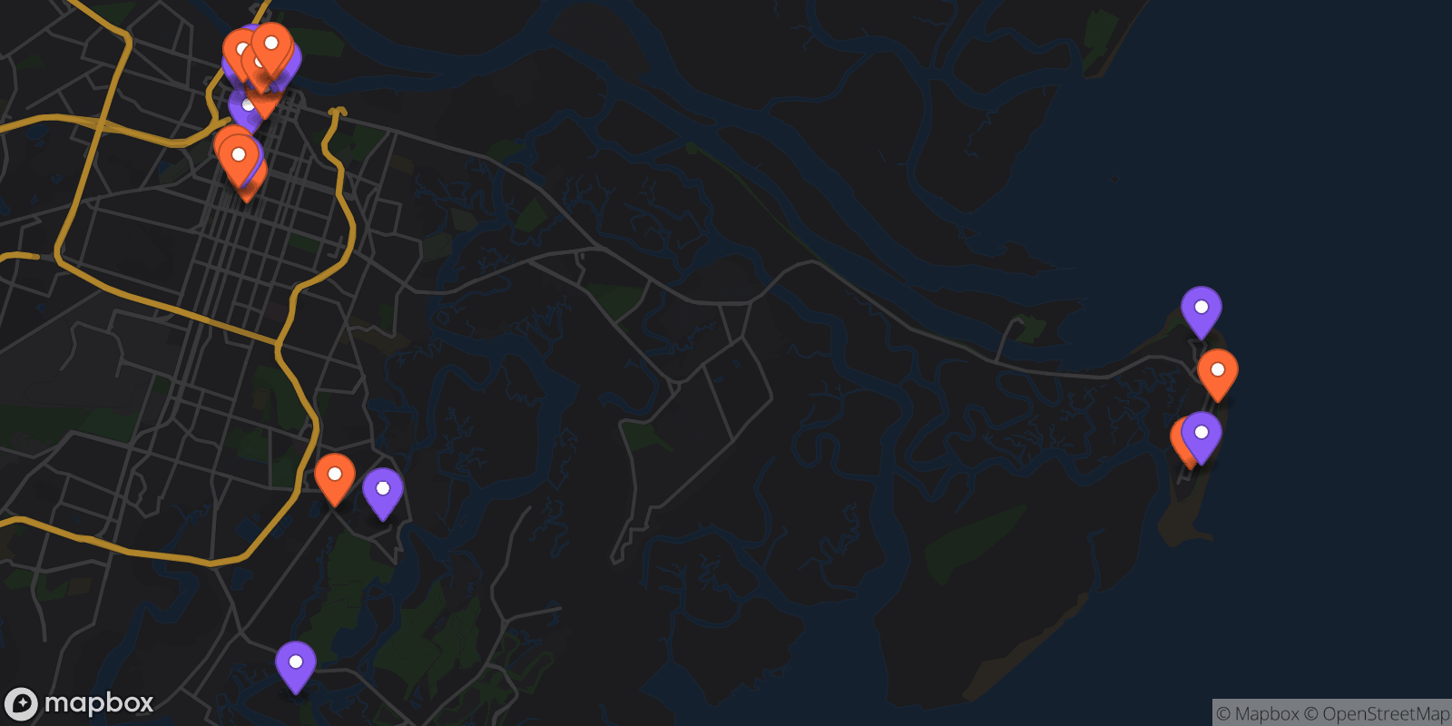 Map showing 25 locations