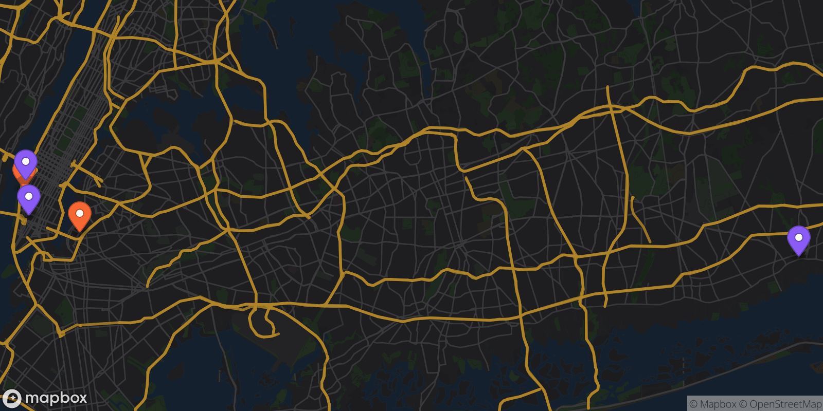 Map showing 5 locations