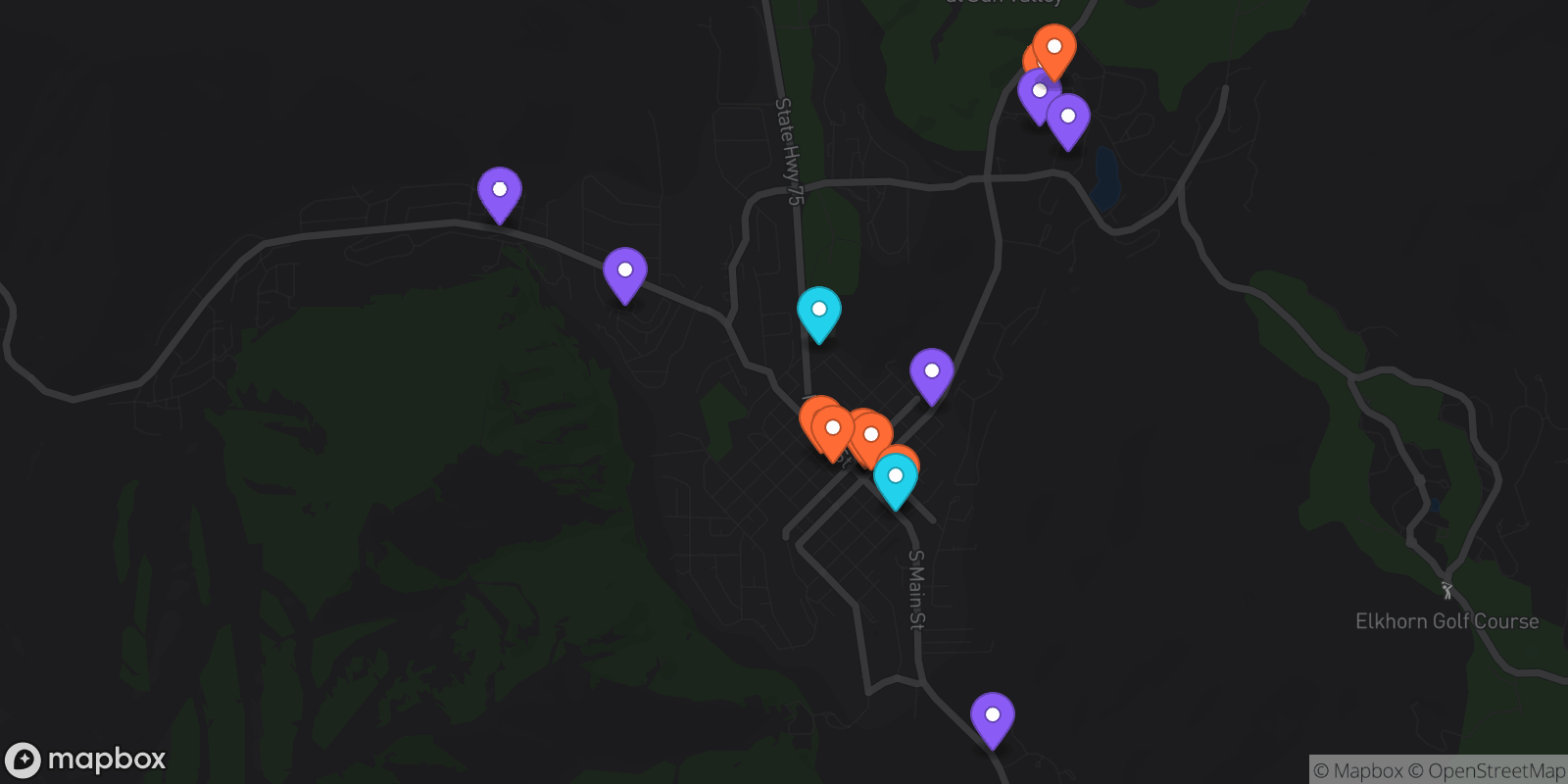 Map showing 16 locations