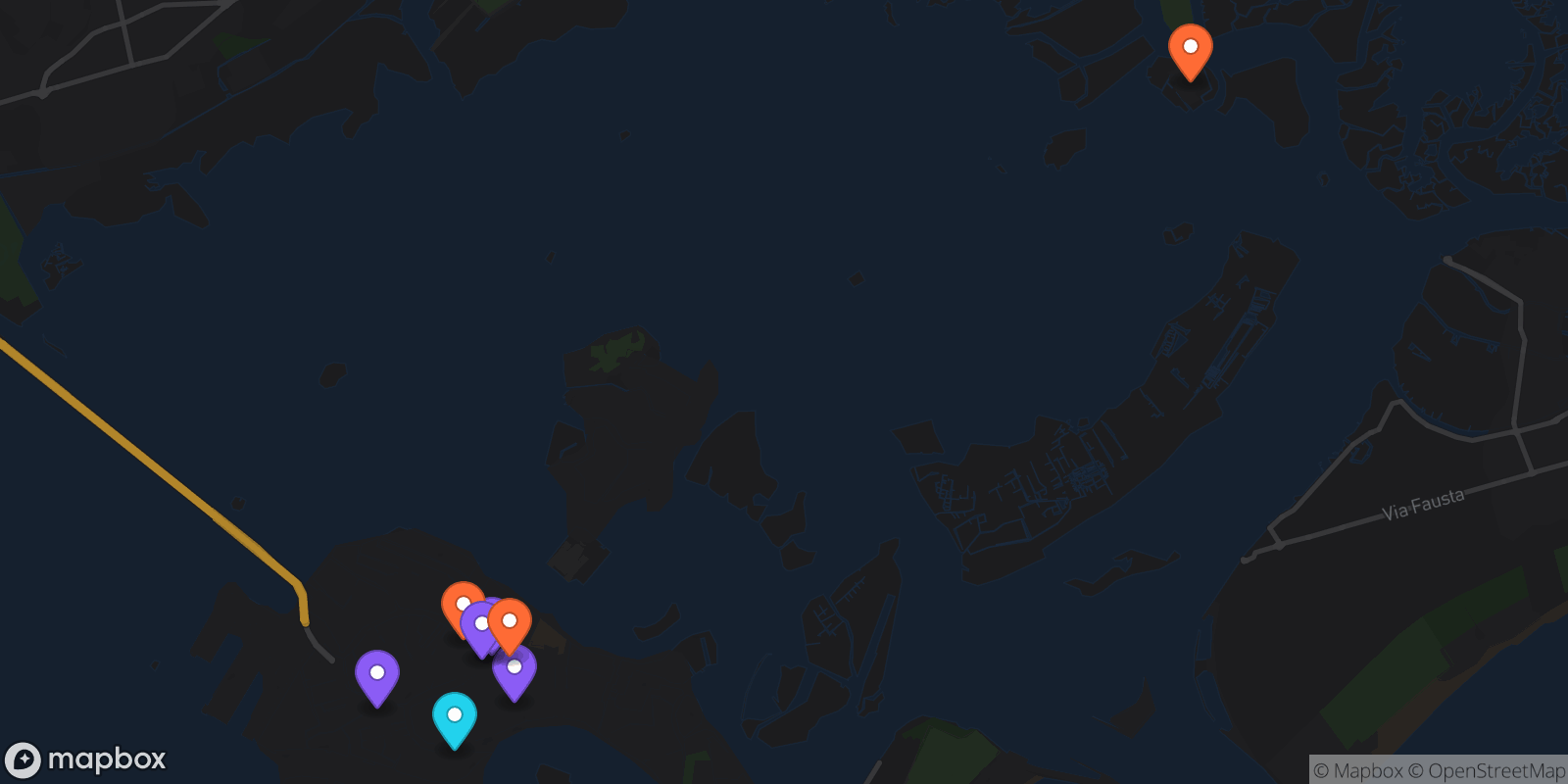 Map showing 8 locations