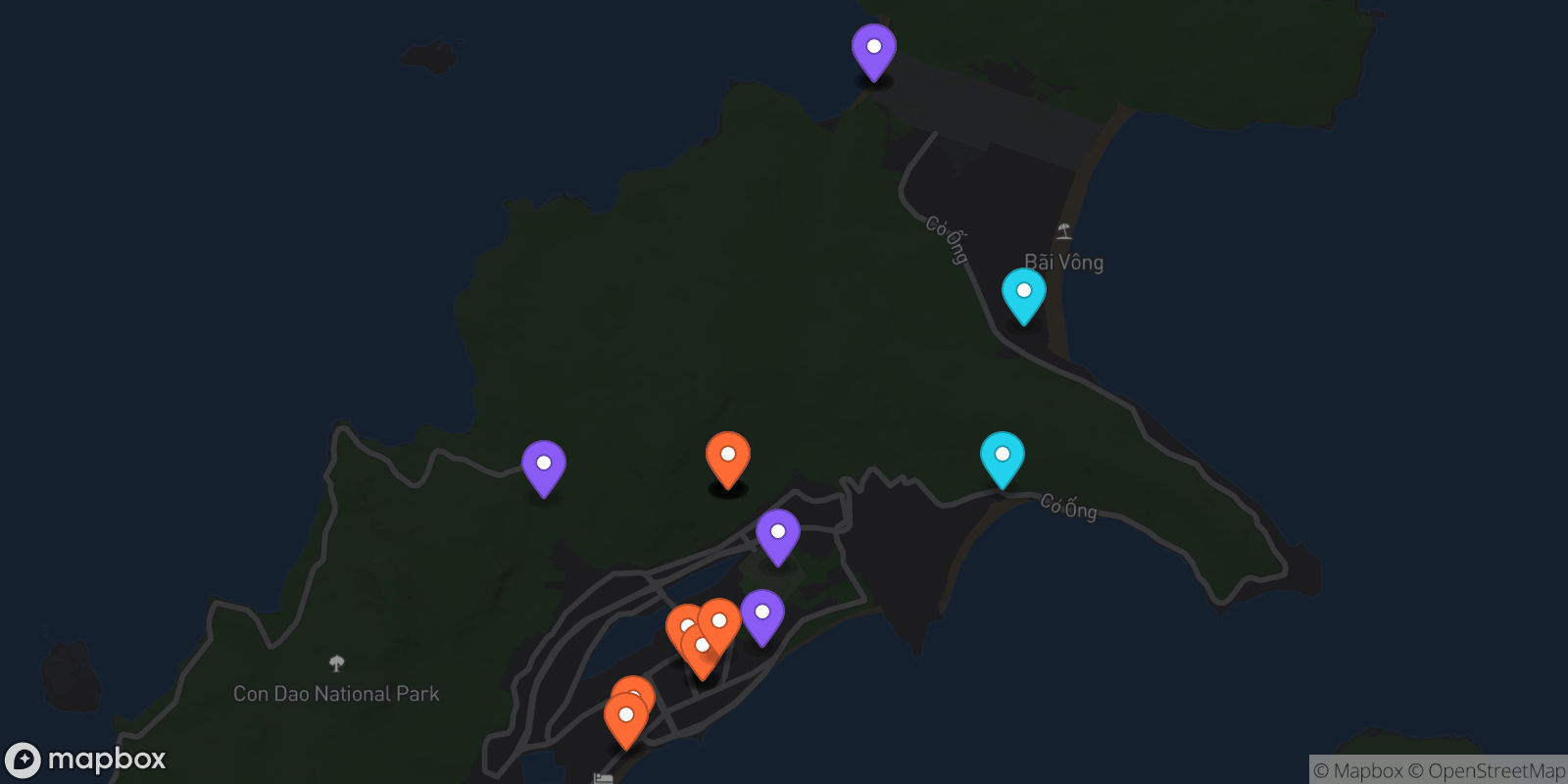 Map showing 24 locations