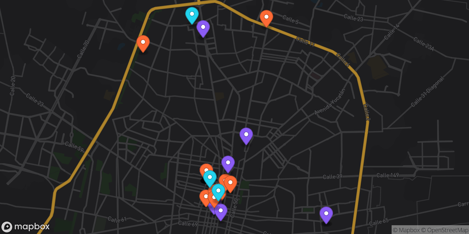 Map showing 38 locations