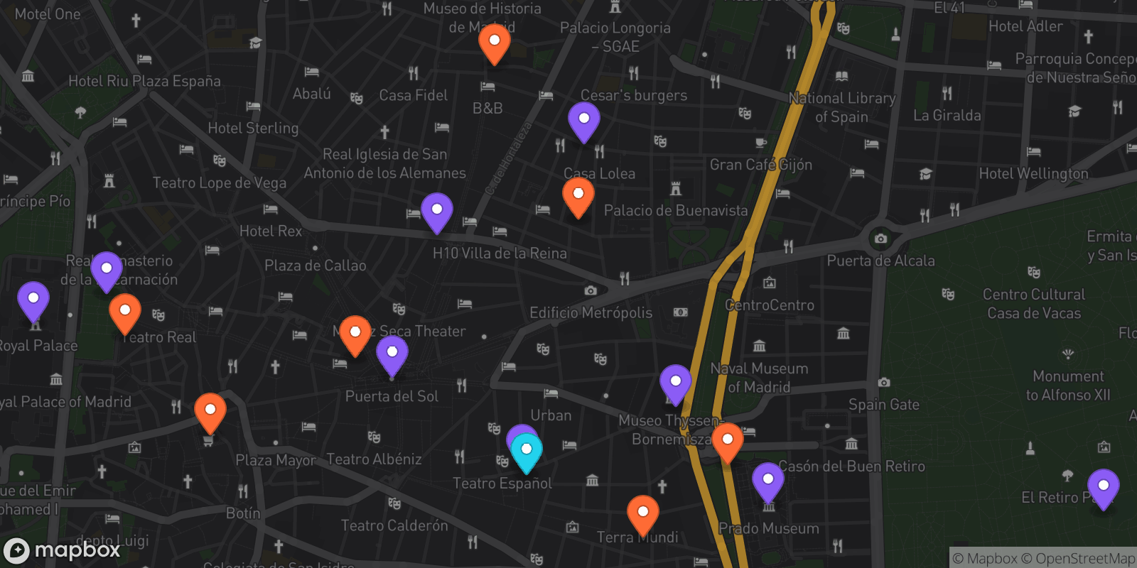 Map showing 17 locations
