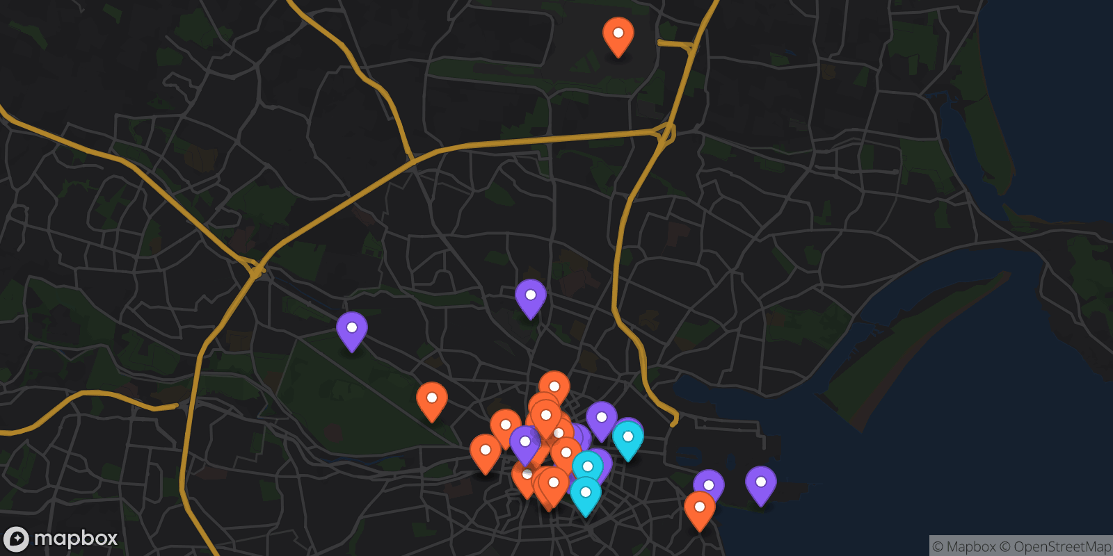 Map showing 39 locations
