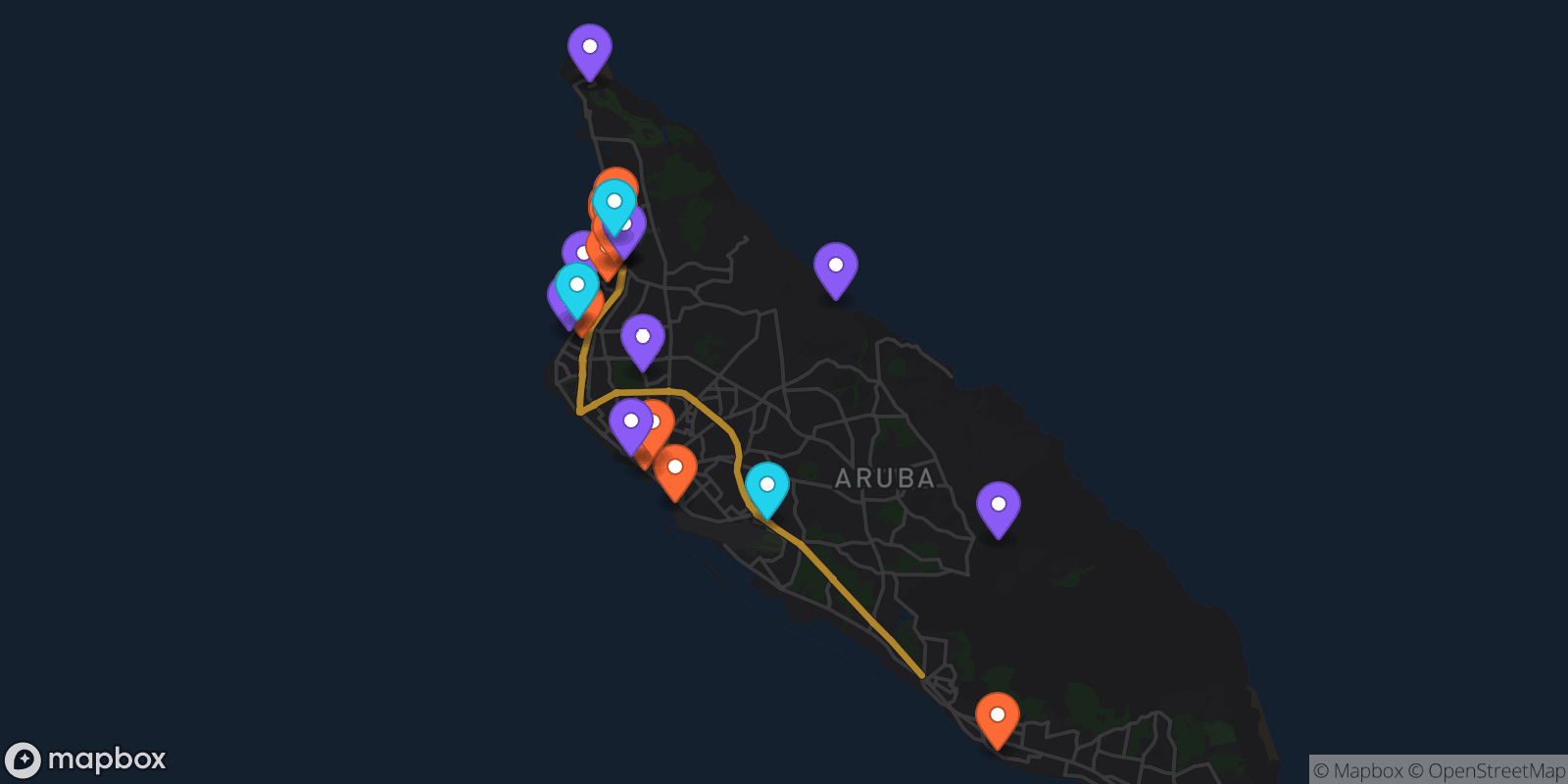Map showing 29 locations
