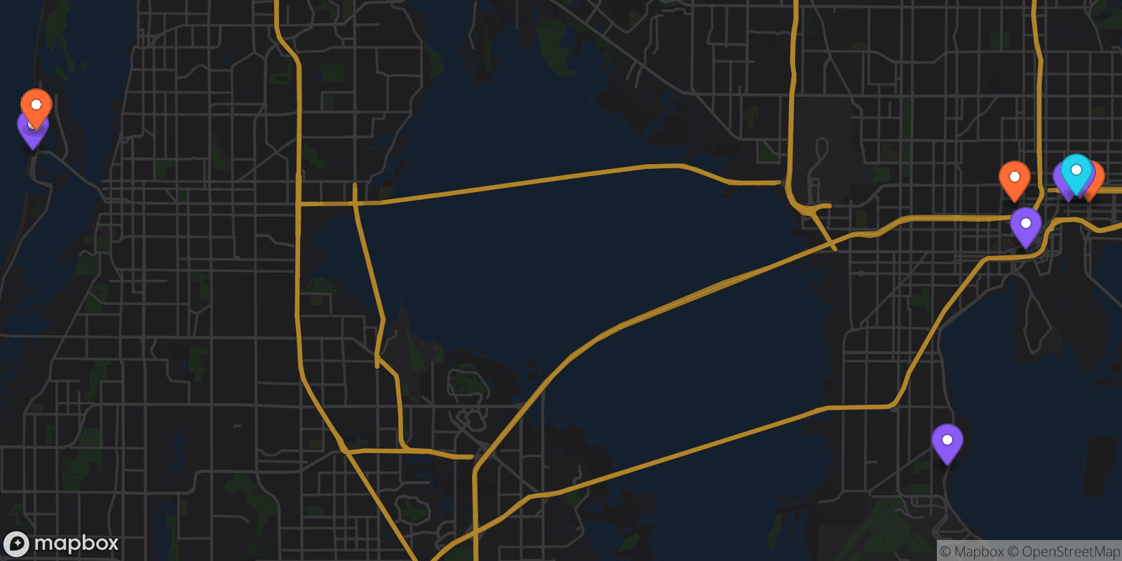 Map showing 9 locations