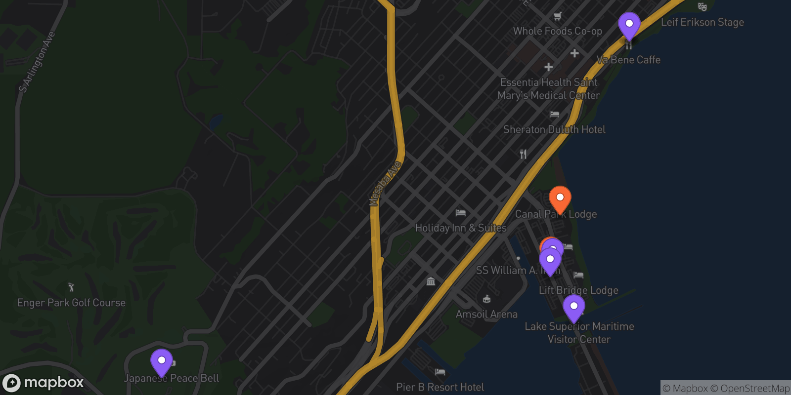 Map showing 8 locations