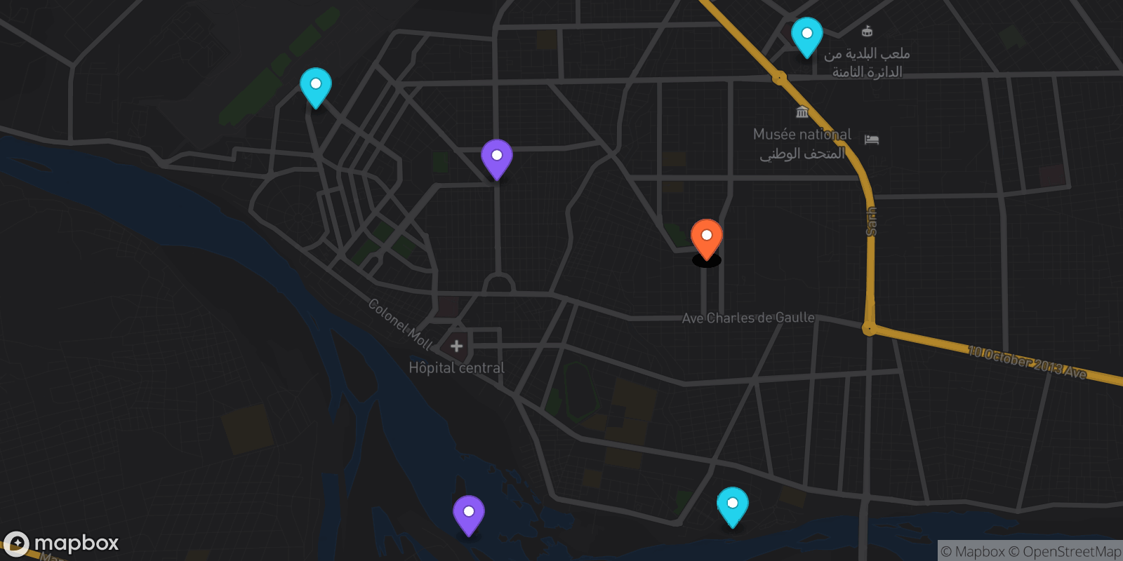 Map showing 32 locations