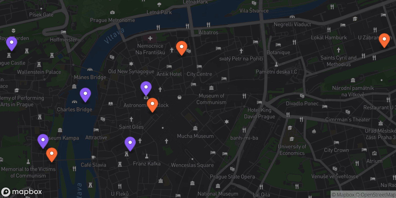 Map showing 9 locations