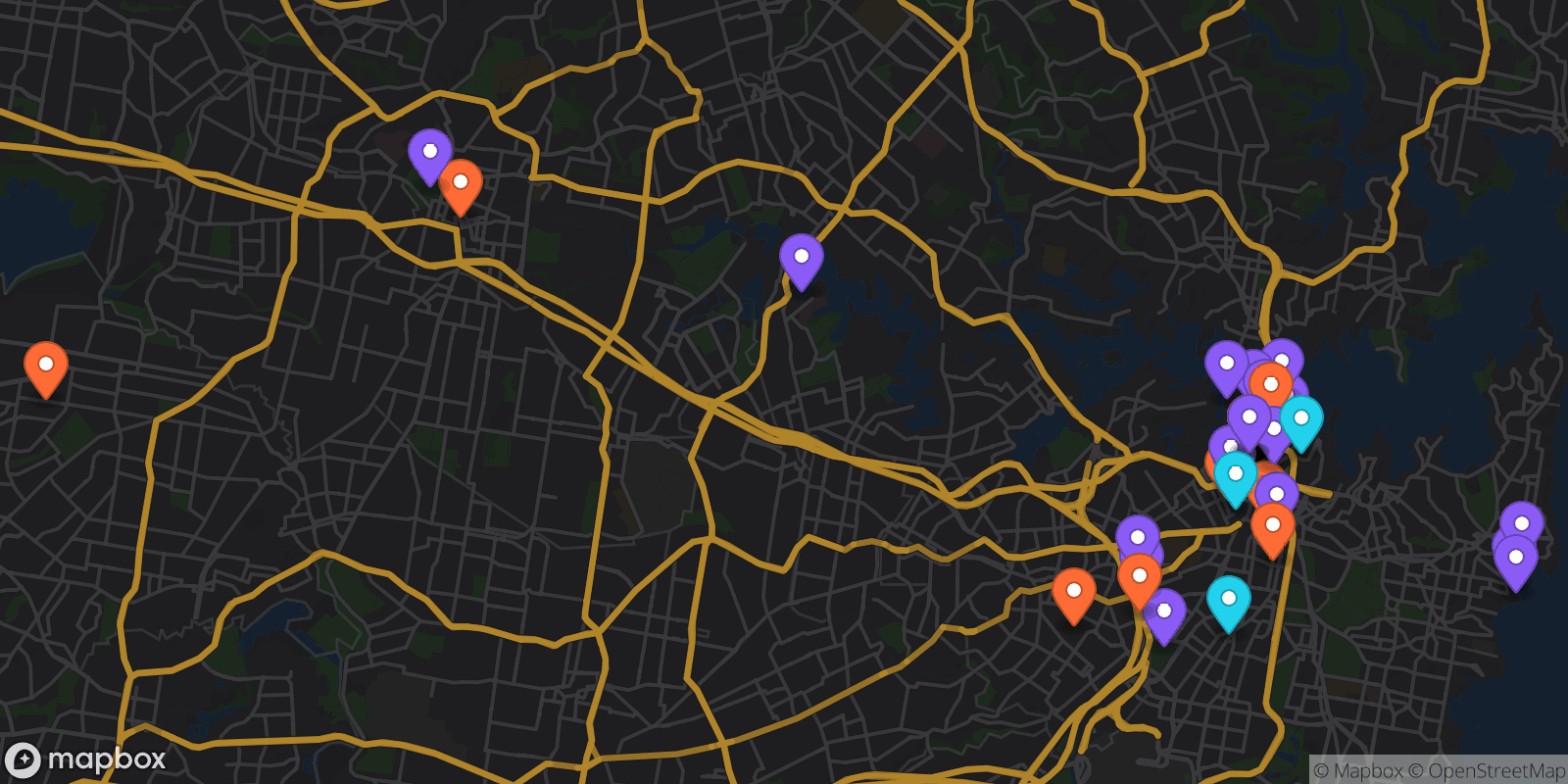 Map showing 41 locations