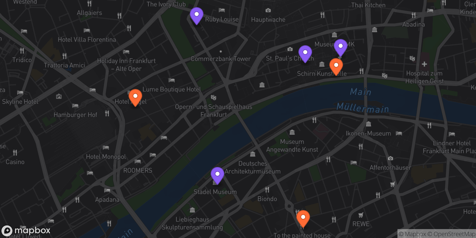 Map showing 7 locations