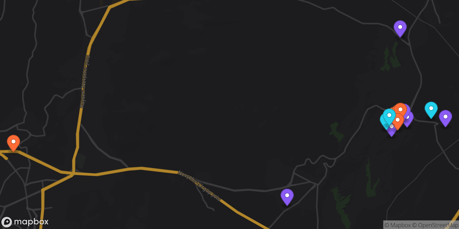 Map showing 16 locations