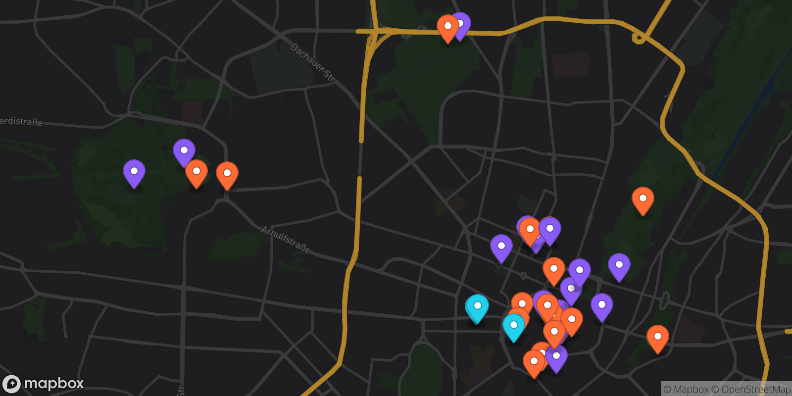 Map showing 36 locations