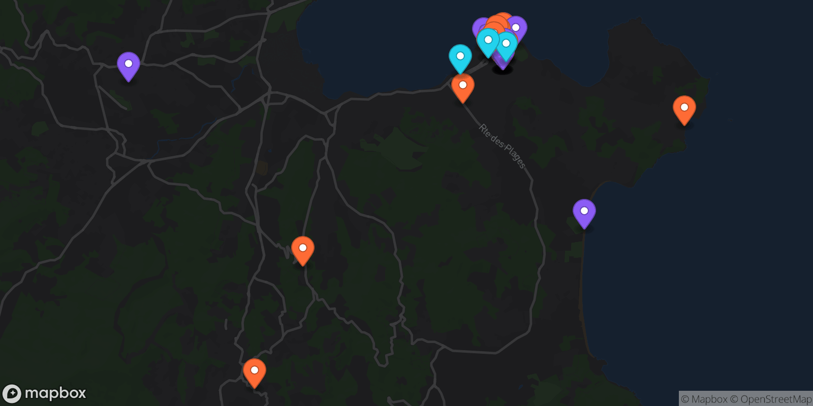 Map showing 37 locations