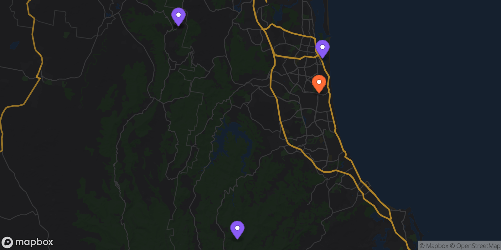 Map showing 5 locations