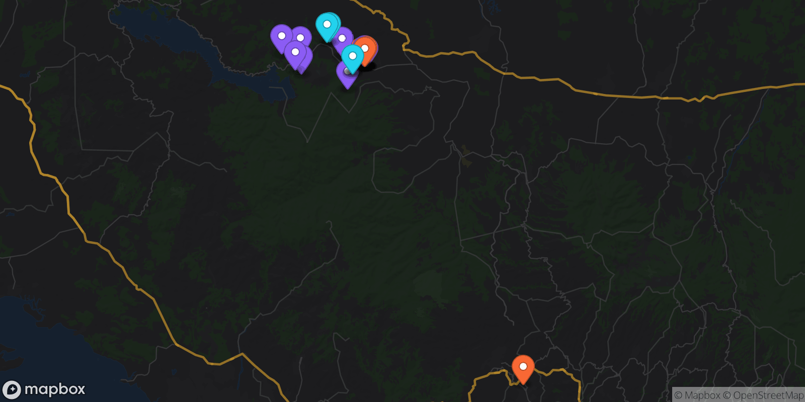 Map showing 30 locations