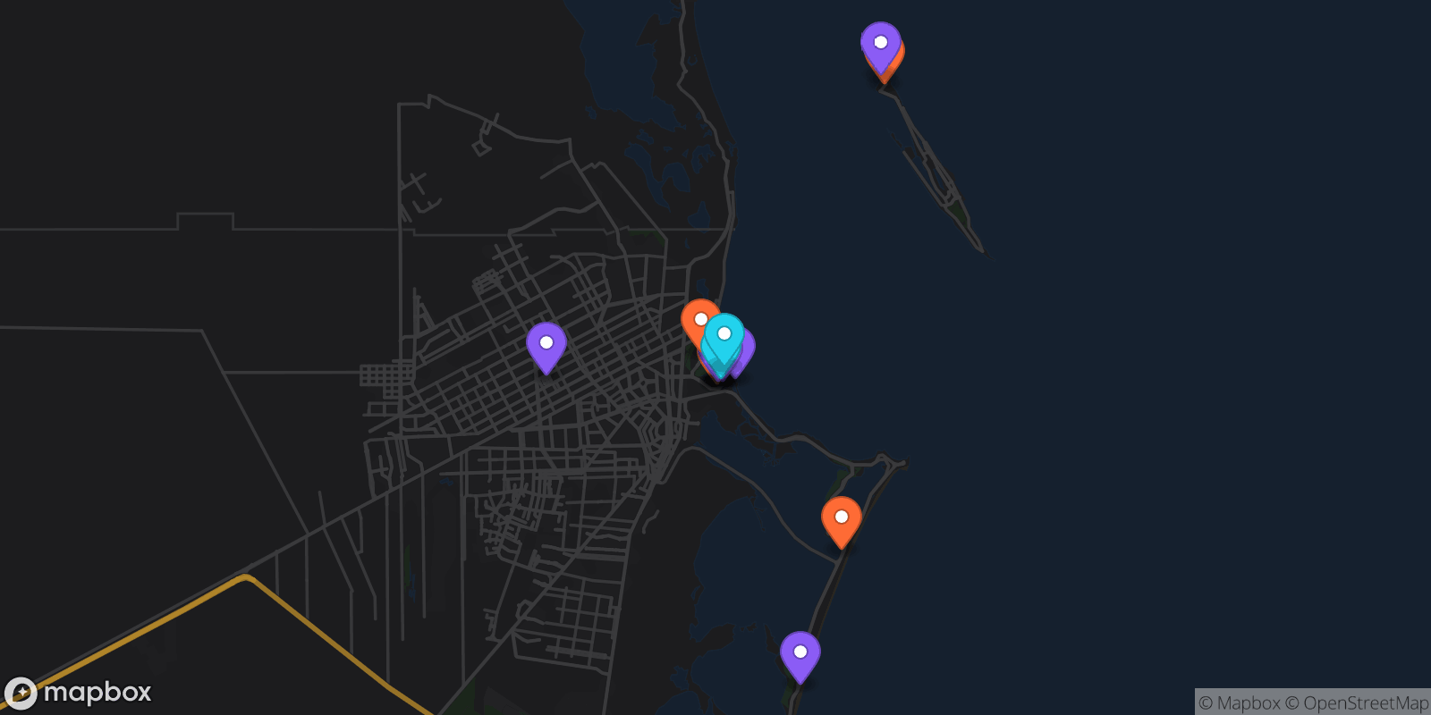 Map showing 14 locations